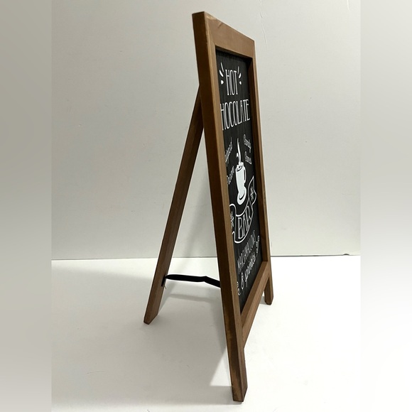 New Hot Chocolate Bar Standing Wood Tabletop Bistro Sign Chalkboard Style Decor - Picture 4 of 6